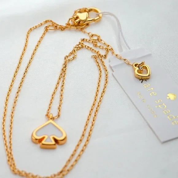 Kate Spade Everyday Spade Enamel Mini Pendant Necklace in White - Picture 4 of 5